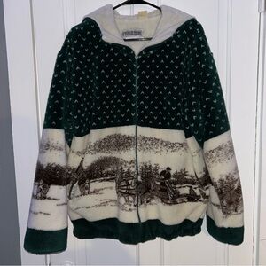 Vintage Women’s Country Woods Western Winter Landscape Zip Up Jacket Coat